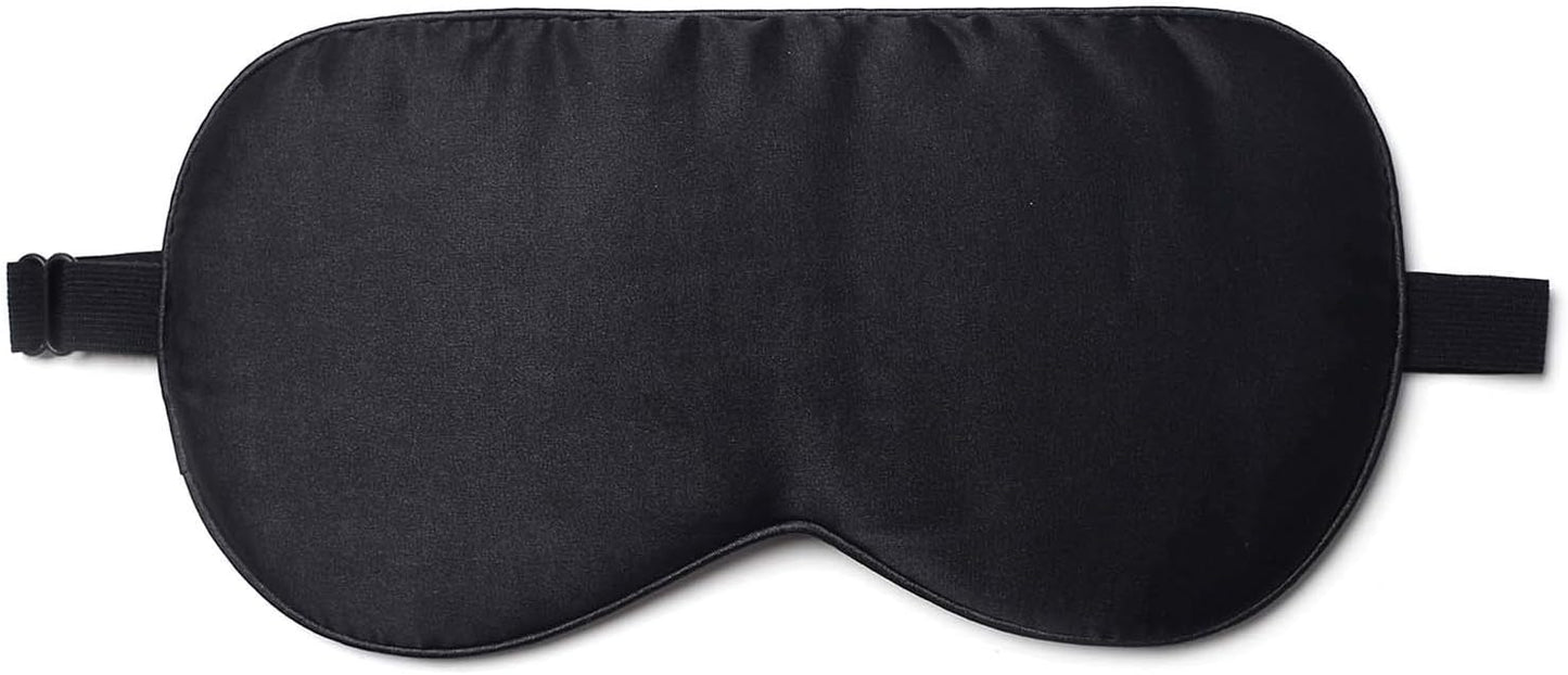 Black - Natural Mulberry Silk Eye Mask with adjustable straps